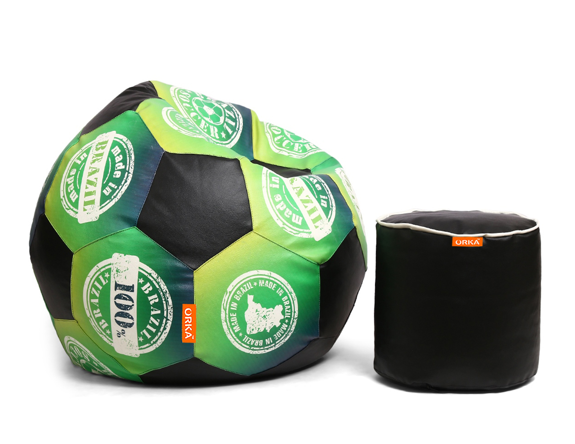 Orka Digital Printed XXL Foorball With Mathching Footstool Filled Bean Bag With Beans (FB54 Multicolor) view 2